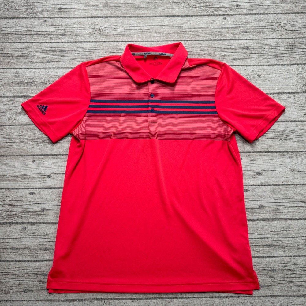 Adidas Polo Shirt Men's Large Red Athletic Short Sleeve Sporstwear Training Gym